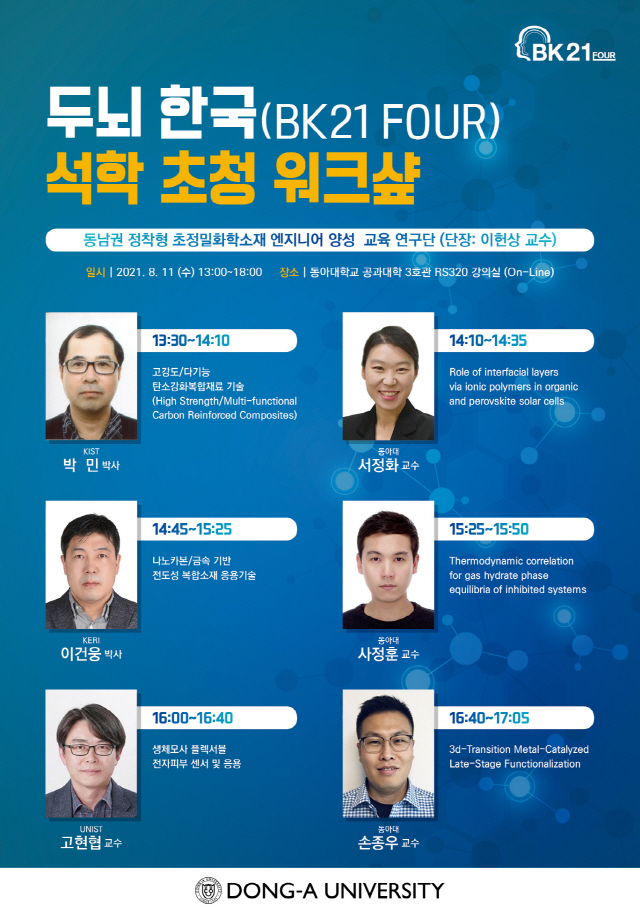 동아대 화학공학과 BK21 FOUR 교육연구단, 초정밀화학소재 분야 석학 초청 워크숍 개최